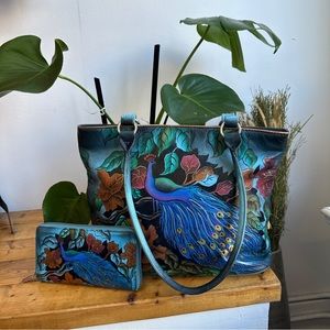 Biacci Hand-Painted Bag & Wallet Set